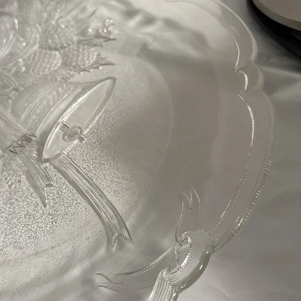 Vintage Mikasa Crystal‎ Holiday Bells Hostess Platter RC197/516 14 3/4